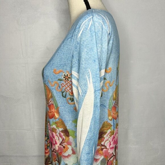 MUSHKA by SIENNA ROSE Sublimated Butterfly Bird Design 3/4 Sleeves Knit Top Sz M - Picture 6 of 10